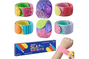 SPKWIS Sensory Slap Bracelets for Kids Teens,6PCS Fidget Toys Snap Bracelets for Stress Anxiety Autistic ADHD,Calm Down Classroom Travel Essentials Toys,Stuffers Gifts for Kids Boys Girls