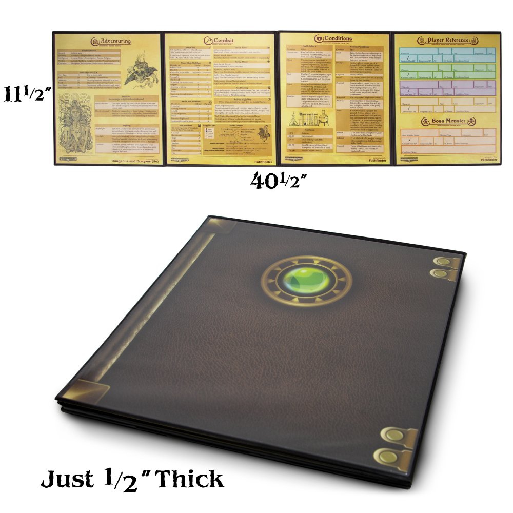Stratagem The Master's Tome 4-Panel Customizable GM Screen with Free Inserts – Dry Erase, Dungeon & Game Master Accessory for Tabletop RPG Campaigns (Black)