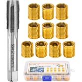 NINEFOX Spark Plug Thread Repair Kit M14x1.25, 11 Pc Insert and Tap Set | M14x1.25 spark plug thread repair kit with 10 inserts and 1 tap for damaged thread repair and rethreading work