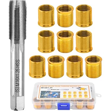 DPTOOL 14mm Spark Plug Thread Repair Kit - M14x1.25 Thread Chase Tap 2 Pack (5.27" & 10.3")