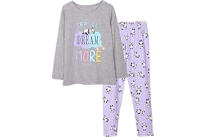 COZCHIQUE Girls Unicorn Pajamas - 100% Cotton Long Sleeve & Pants Toddler Kids Cute Jammies Set Size 2T-16