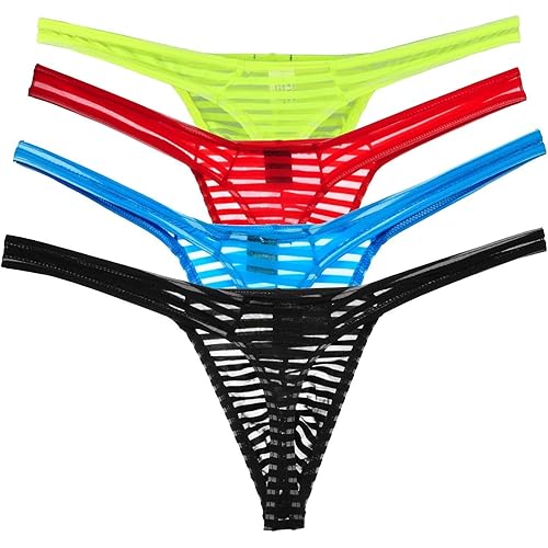 ONEFIT Men's Striped Briefs Mesh Translucent Low Waist U Convex Pants New T