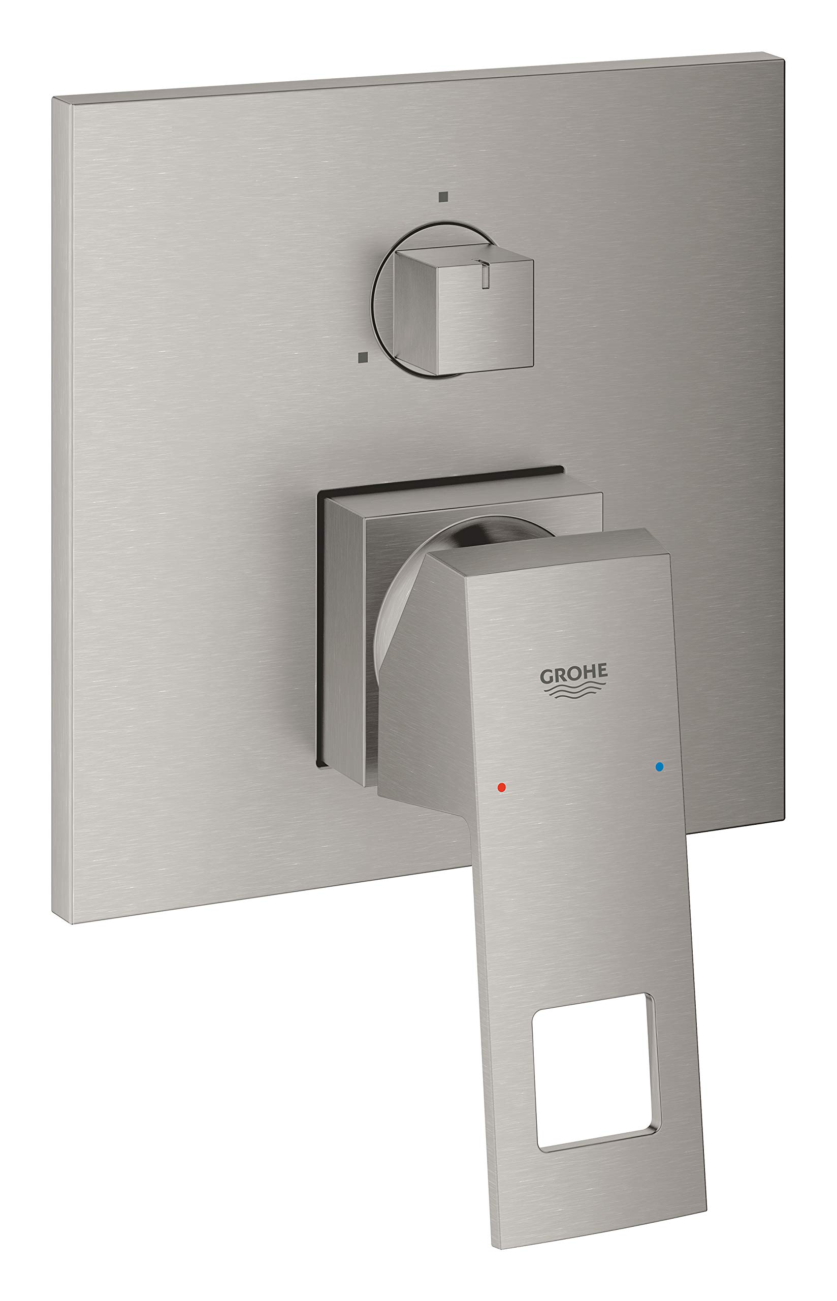 GROHE Eurocube Single-Lever Mixer Trim Set in Chic Supersteel – Tactile Control to Effortlessly Switch Between 3 Shower Or Bath Functions 24094DC0