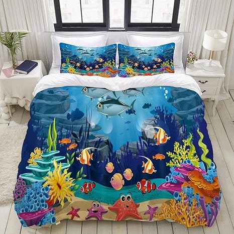 Amazon Nikivivi 布団カバーセット 青い海熱帯魚サンゴ海底世界ヒトデと水中海の動物 敷布団カバー 布団カバー 優しい肌触り家庭用ベッド セミダブル 175 X 210cm 寝具カバーセット オンライン通販 Amazon Nikivivi 布団カバーセット 青い海熱帯魚サンゴ海底世界ヒトデと水中海の動物 敷布団カバー 布団カバー 優しい肌触り家庭用ベッド セミダブル 175 X 210cm 寝具カバーセット オンライン通販
