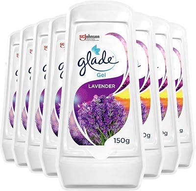 Glade Solid Gel Air Freshener Lavender 8 x 150g Pack Odour Eliminator
