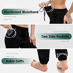 Walifrey Womens Joggers with Pockets, Drawstring