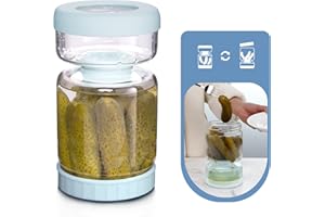 Luvan Pickle Jar with Strainer Flip, 34oz Pickle Container, Glass Pickle Juice Separator Jar-Leakproof Airtight Lid, Hourglass Pickle Storage Flip Jar for Olive,Jalapeno,Sliced Pickle-Dishwasher Safe