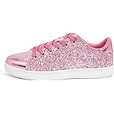 LUCKY STEP Glitter Shoes Sparkly Bling Shiny Bedazzled Lace up Fashion Sneakers for Women