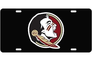 Craftique Florida State Seminoles Black Acrylic Tag with Reflective Decal License Plate Cover (17007)