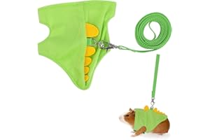 Ferret Harness and Leash Set, Dinosaur Shaped Small Animals Vest Bunny Harness Outdoor Walking Clothes Accessories for Ferret