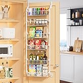 Delamu Over The Door Pantry Organizer, 6 Tier Pantry Organizers and Storage, Metal Cabinet Door Organizer, Hanging Spice Rack