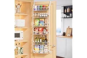 Delamu Over the Door Pantry Organizer, 6-Tier Pantry Organizers and Storage, Metal Cabinet Door Organizer, Hanging Spice Rack