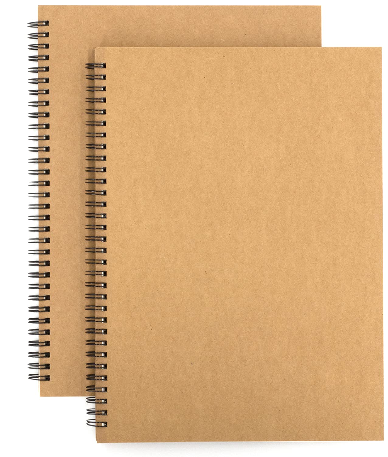 Deroyce 2 Pack A4 Spiral Sketchbook, Kraft Cover Blank Page Notepad, Blank Paper Portrait Sketch Book, Sketch Pad for Travel School Drawing