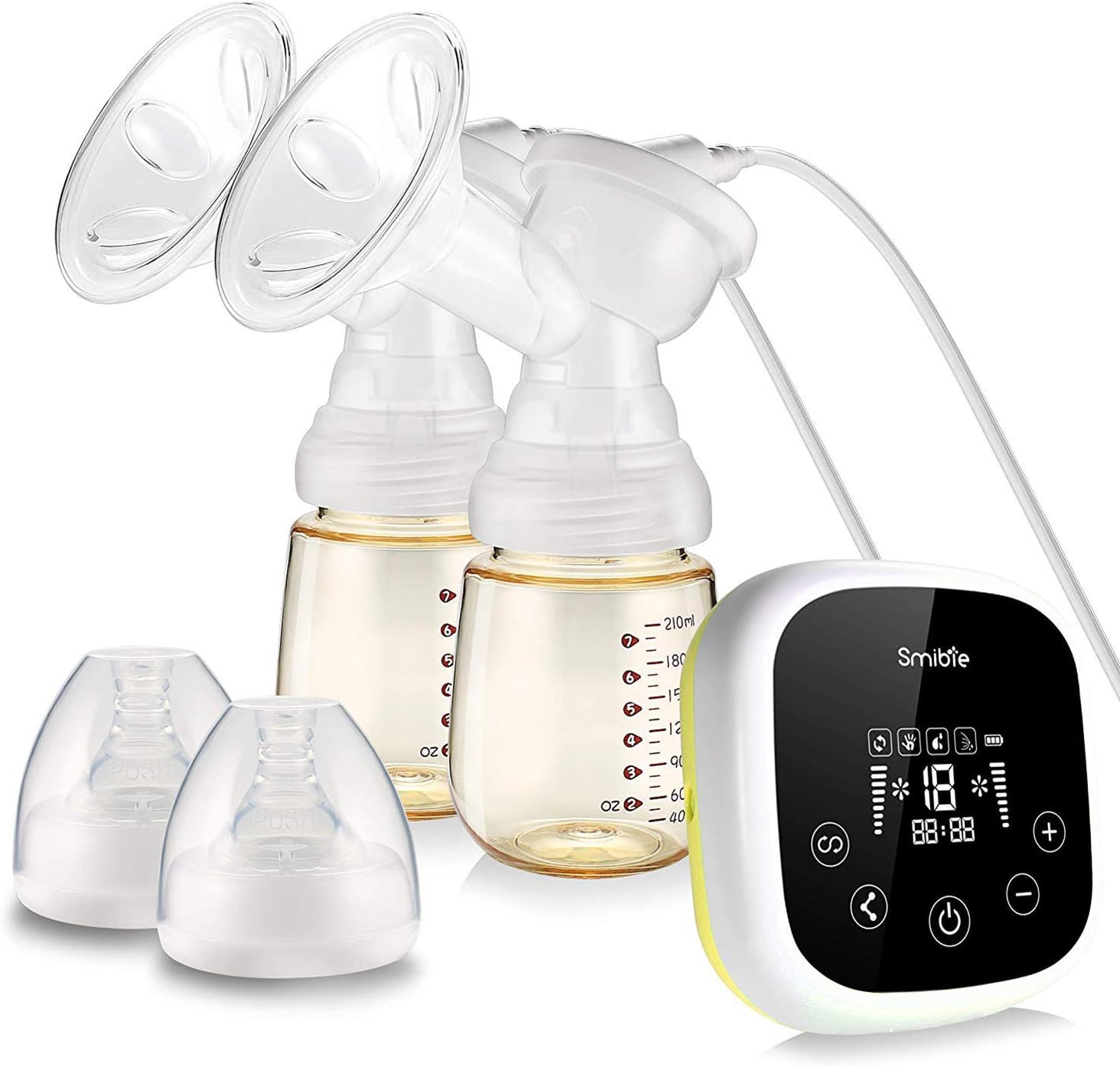 Smibie Dual Motor Double Electric Breast Pump for Efficient Breast Pumping - Portable Breast Pumps with 4 Phase Expression Mode and 18 Adjustable Suction Power, 100V-240V