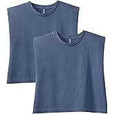 American Apparel Womens Heavyweight Cotton, Boxy, Cropped, and Garment Dyed Muscle T-Shirt, Style G307gd, 2-Pack