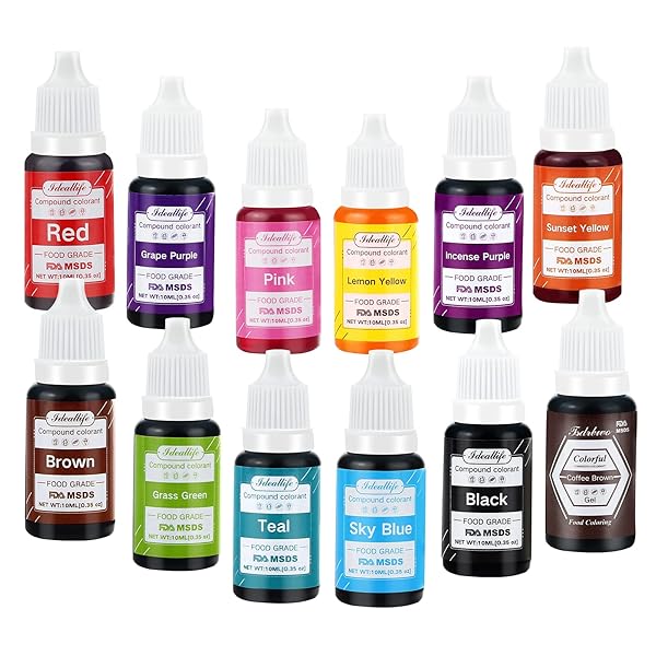 12 COLORS FOOD COLORING, IDEALLIFE FOOD GRADE VIBRANT...