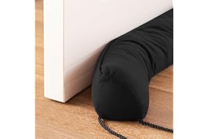 Sunolga Door Draft Stopper Blocks Hot and Cold Air with Removable Washable Cover for Bottom of Door, All-Season Seal for Wind, Right Angle Door Sweep for Gaps Up to 3", Home Essentials, 38", Black