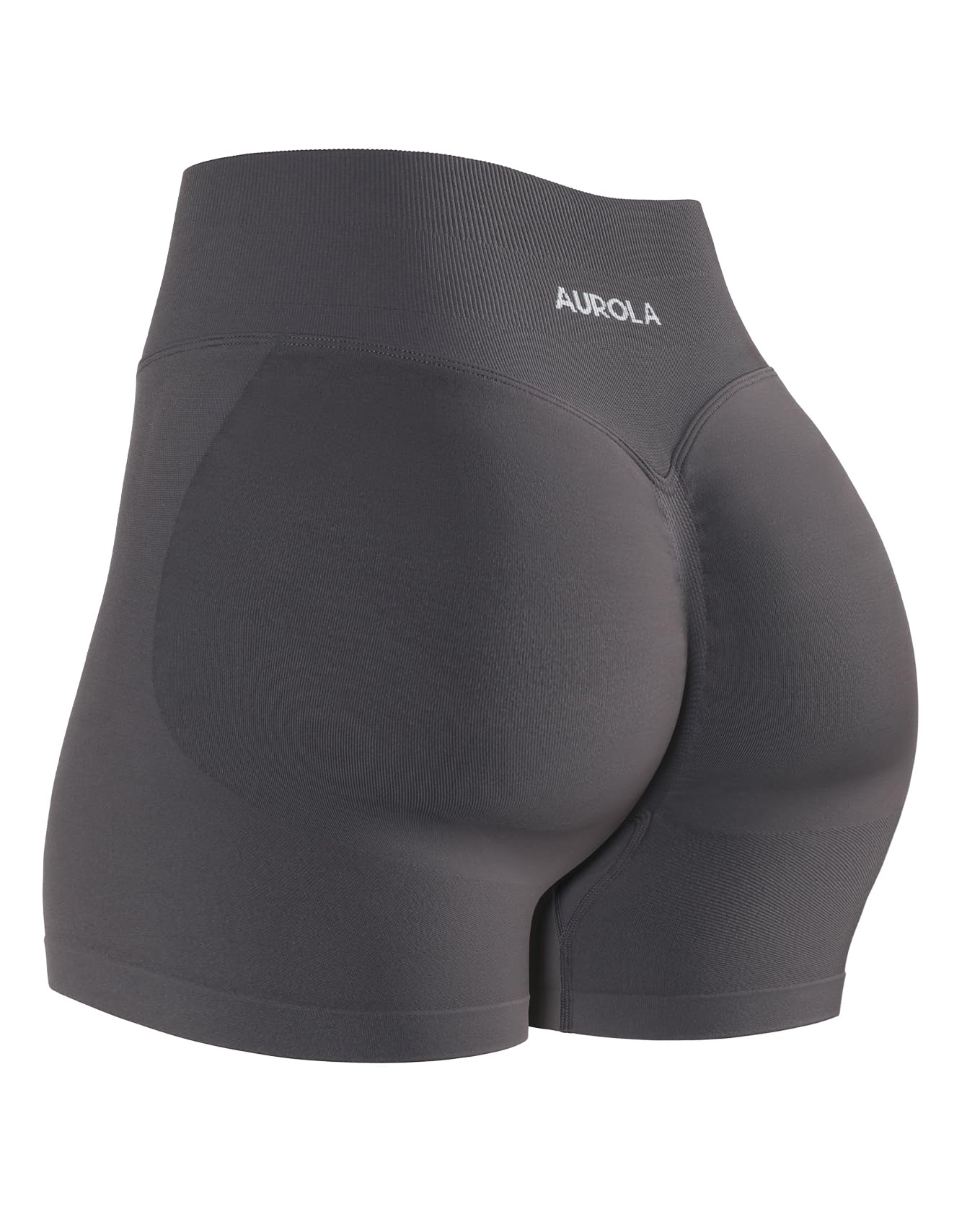 AUROLA Influence Collection Workout Shorts for Women,No Roll Up New Scrunch SeamlessGym Short-3.5" Inseam, Plum Truffle, L Image