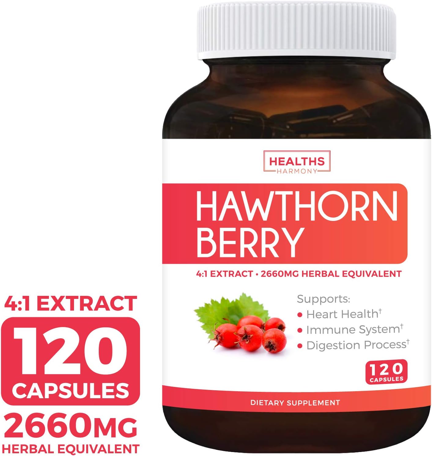 Hawthorn Berry 41 Extract (120 Capsules) Supports Healthy Blood