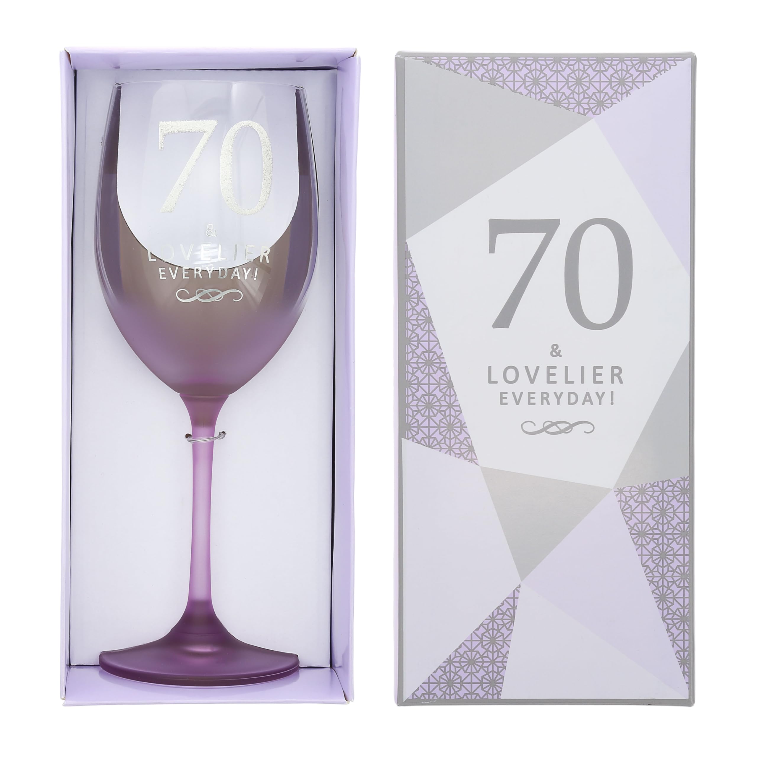 Photo 1 of Pavilion Gift Company - 70 & Lovelier Everyday! - 19 oz Purple & Silver Ombre Stemmed Wine Glass Happy Birthday Party Celebration Milestone Gift Present