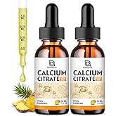 Calcium Citrate Supplement – Calcium Citrate 1200mg with Vitamin D3 Drops | Highly Absorbable | Non-GMO, Gluten-Free | Bones, Teeth & Muscle Support - 1 Fl Oz (2 Pack)