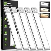 MCGOR 10inch Under Cabinet Lighting, Wireless Motion Sensor Light, 5 Pack | 3 Color Temps, Rechargeable, 1800mAh, Dimmable, M