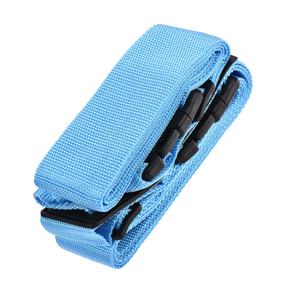 sourcing map Luggage Strap Suitcase Belt with 2 Buckles, 2Mx5cm Cross Adjustable PP Travel Packing Accessory, Sky Blue