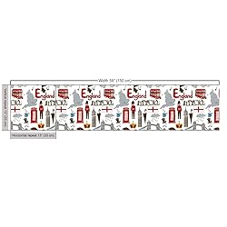 Ambesonne London Fabric by The Yard, Fun Colorful