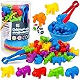 NAODONGLI Counting Animals Color Sorting Stacking Matching Games with Rainbow Bowls Montessori Preschool Educational Learning Activities Fine Motor Skills Toys Easter Gift for Toddlers Ages 3+
