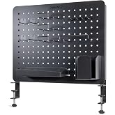 ENHANCE Metal Pegboard Desk Organizer (18 x 14 in) Clamp On Desk Peg Board with 14 Attachments, Pegboard Shelf and Pegboard Hooks, Desktop Organizer for Home Office, Crafts, or Gaming Setups