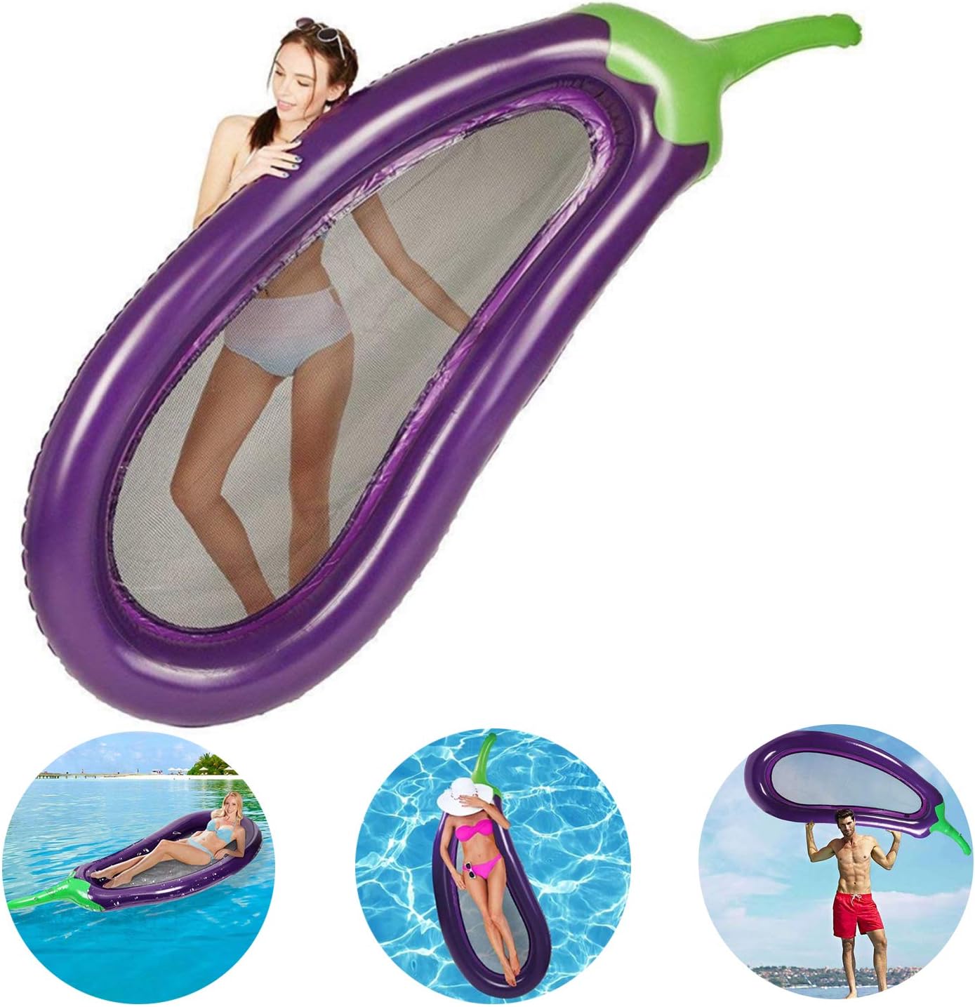 upstartech Inflatable Water Hammock, Pool Lounge Rafts Inflating Airbeds, Lightweight Floating Chair Swimming Pool Mat for adults and Kids (Purple)