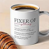 zcyhtqp, Fixer Of Everything, Funny Ceramic Coffee Mug, Gift for Problem Solver, Sarcastic Sayings Mug for Women Men, Great Gag Gift Idea For Coworker, Friends, Boss