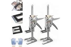 YATOINTO 2 Pack Furniture Lift Jacks with Anti-Slip Pads,6In Adjustable Height,440Lbs Load Capacity,Precise Control Slow/Fast Descent,Lifting Heavy Furniture,Installing Bed,Cabinet,Window,Door,Silver