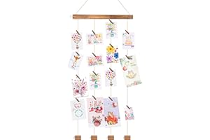 NIUBEST Wooden Hanging Photo Display Pictures Holders with 20 Clips,Picture Collage Wall Decor,Display Kinds of Greeting Cards
