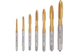 Saipor 7pcs Spiral Point Thread Tap Set, M2 - M6 Metric Thread Screw Taps, HSS Machine Screw Tap Drill Set, Screw Tapping Thr