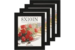 KissNow 8x10 Picture Frame 4 Pack, Black Solid Wood Gallery Photo Frame, Wall Hanging or Tabletop Display