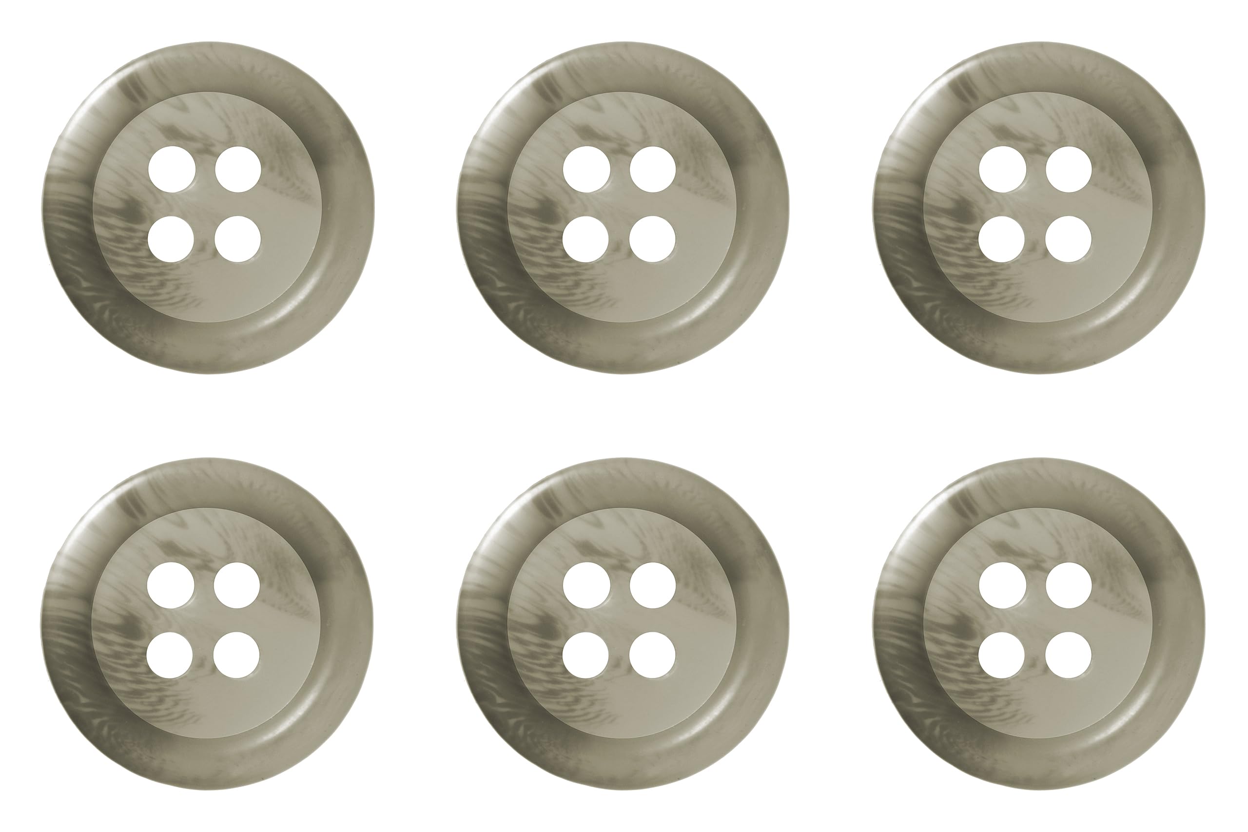 Pack of 6 Light Grey Taupe 15mm Round Faux Horn Sew On Plastic Buttons for Skirts Trousers Suits Shorts Flat 4 Holes 24L