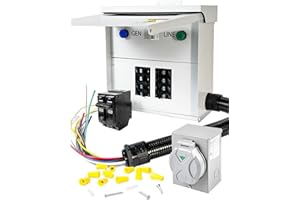 KRYSOLAD 30Amp Transfer Switch Kit with Multiple 50A, 20A, 30A, 15A Circuit Breakers, Dual Power Manual Transfer Switch, 8 Circuits, with Resistant Power Inlet Box