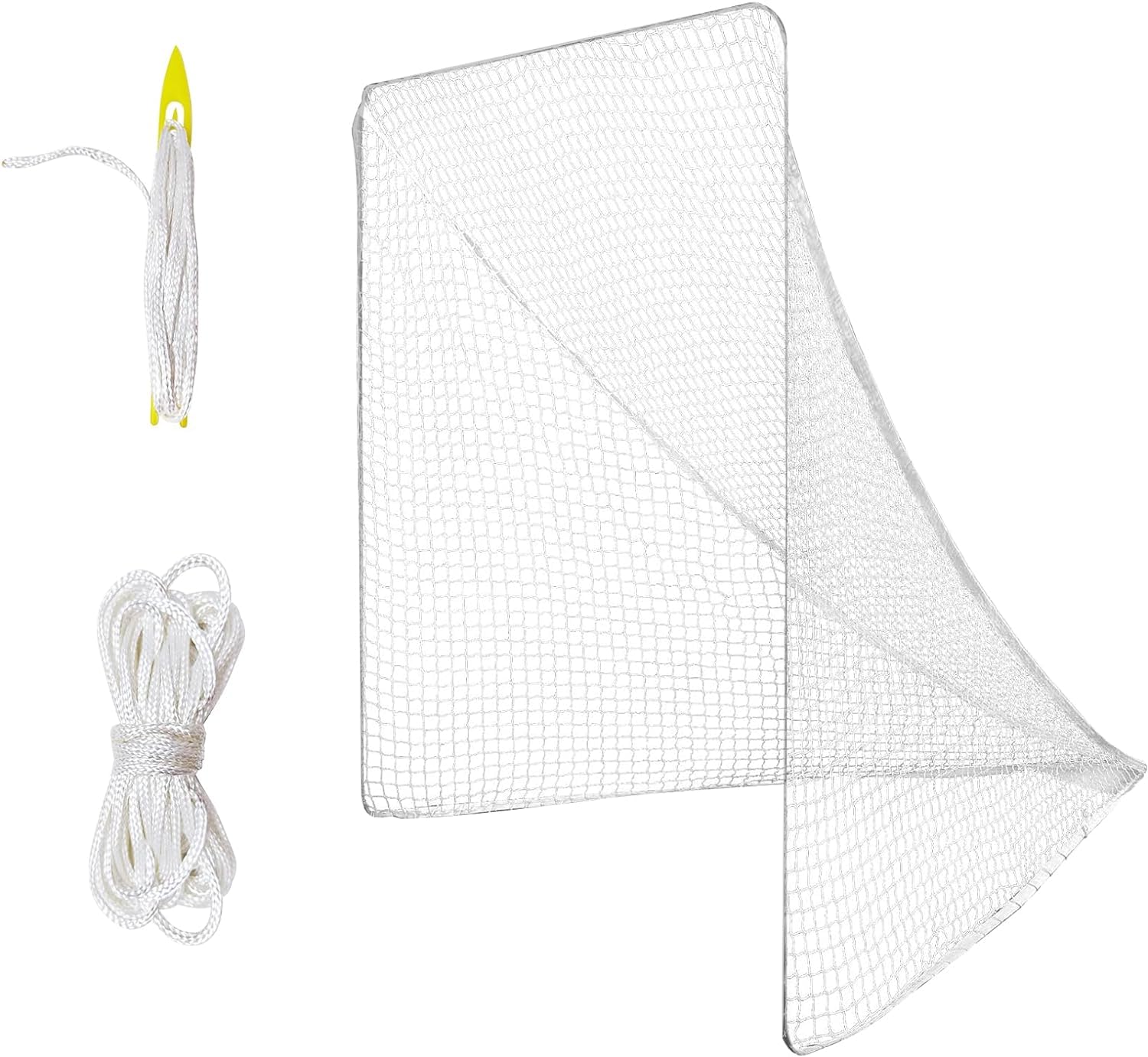 Photo 1 of 5mm 6’X6’X7’ Heavy Duty Lacrosse Goal Net with 1XRandom Color Installation Tool and 2X49ft Lacrosse Net Lacing Rope Lacrosse Replacement Net for Practice?Competition of Garage, Playground