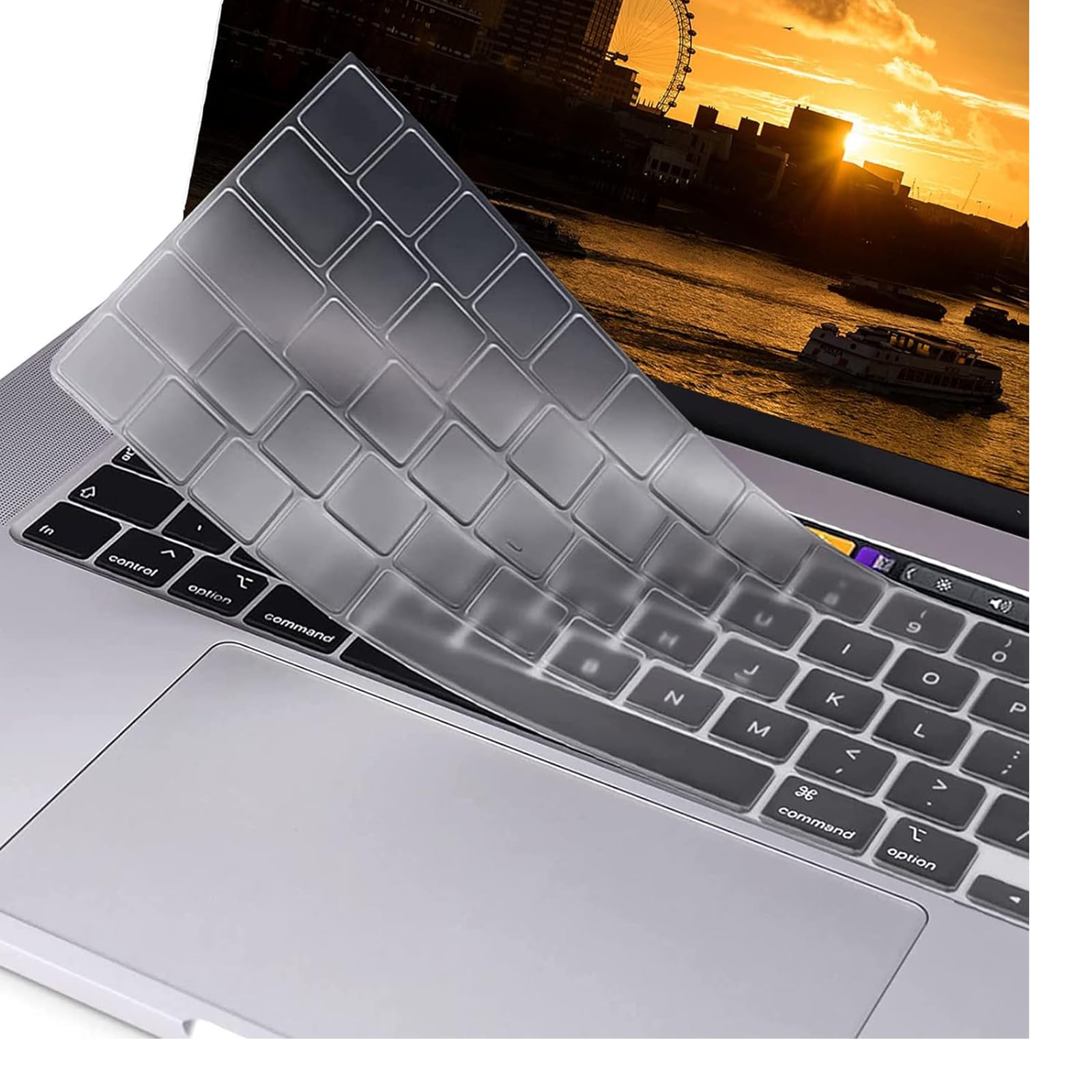 Ultra dünn Tastaturschutz für 2022 2023 2024 A3114 A3113 15 Zoll MacBook Air 13.6 Zoll M2 M3 2022-2024 MacBook pro 14 Zoll 16 Zoll M1 Pro M2 Max 2021 2022 2023 mit Touch ID, EU Tastaturlayout,TPU Klar