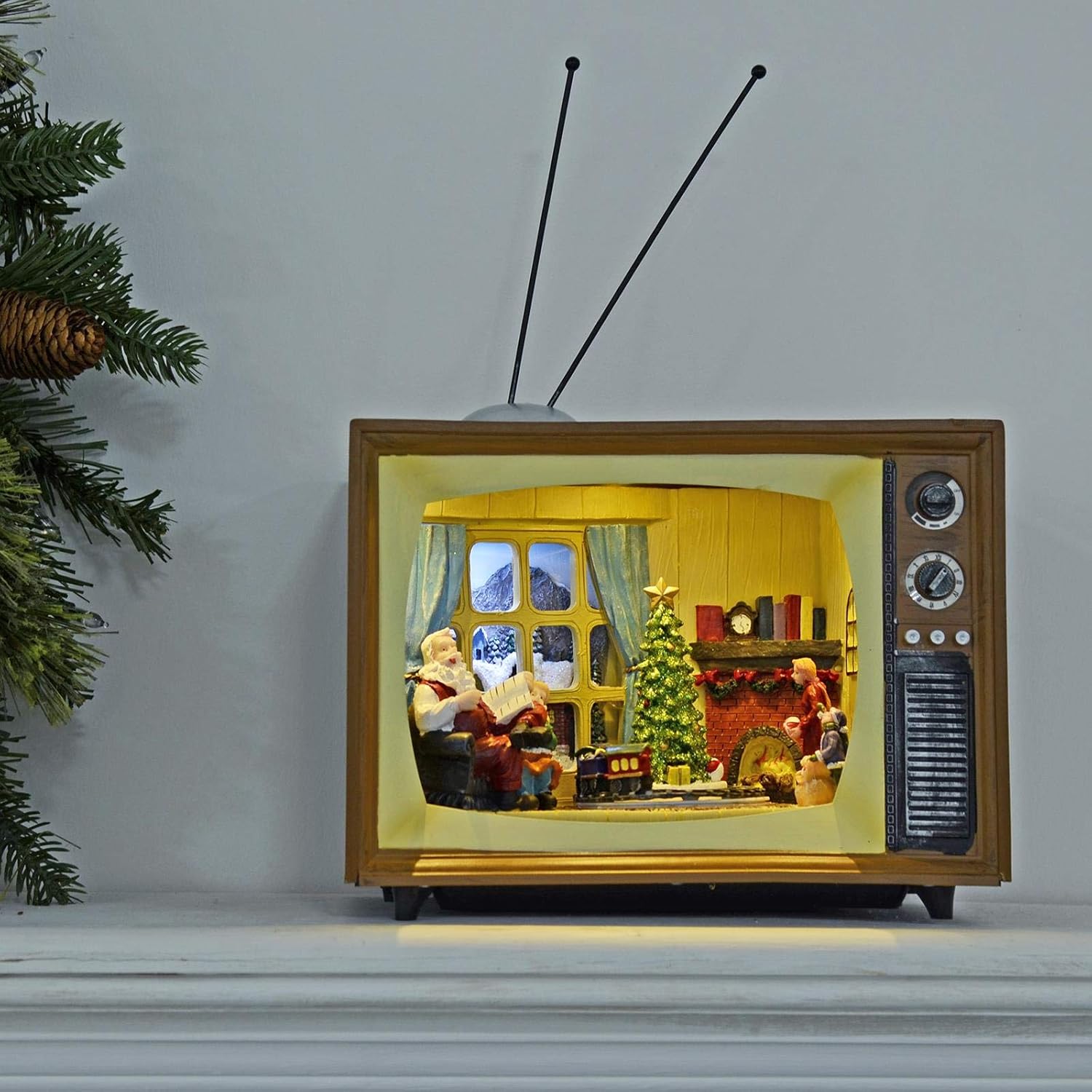 Mr Crimbo SECONDS Musical Light Up Moving Retro TV Christmas Decoration