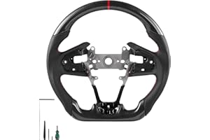 VEVOR Steering Wheel for 2016-2021 Honda Civic, Carbon Fiber Steering Wheel D-Shaped Flat-Bottom, Leather Grip with Non-Slip 