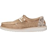 HEYDUDE Women's Wendy Workwear Leo Slip On Loafer | Leopard Print Heel | Elastic Laces, Easy On System, HEYCOMF Removable Foam Insole, Lightweight Flexible Outsole, Travel Ready, Contrast Stitching