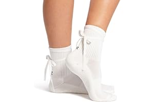 Kamo Fitness Pilates Socks with Grips for Women - Non-Slip Yoga, Barre Grip Sock - Grippy Cotton Crew Socks for Yoga, Ballet