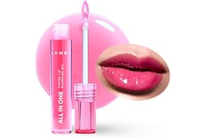 Lamel All-in-One Lip Oil - Lightweight, No-Sticky, Tinted, Plumping, Hydrating Lip Gloss - Lip Balm for Day & Night Use, Long-Lasting Lip Stain, Lip Glow Oil, Lip Plumper Tint - Pink Sparkle №402