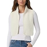 Talakeno Womens Cropped Fleece Vest Sleeveless Crop Vests Zip Up Short Sherpa Jacket Warm Outwear Vest Tops