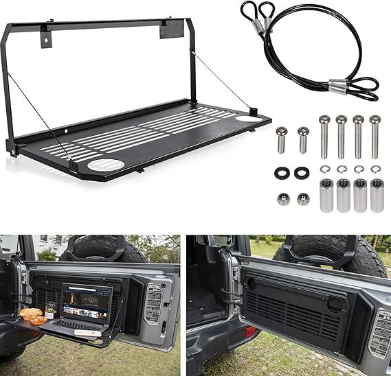 Camoo for Jeep JL Tailgate Table Fold-able Rear Storage Cargo Shelf