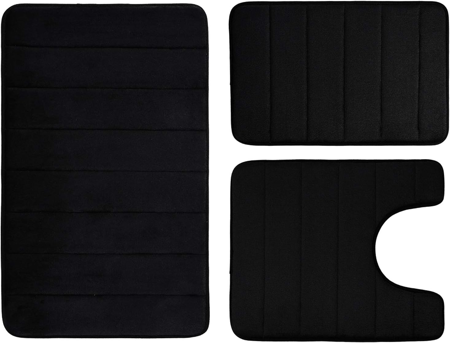 Amazon Com Buganda Memory Foam 3 Pieces Bathroom Rugs Set Thick Soft Absorbent Non Slip Bath Mats Washable Small Large Contour Bath Rugs Black Home Kitchen
