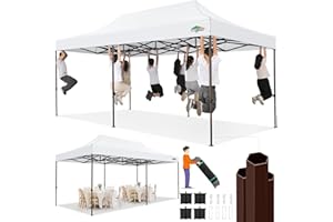 COBIZI 10x20 Pop up Canopy Without Sidewall Heavy Duty Commercial Outdoor Gazebo Easy Up Wedding Party Tents for Parties with Roller Bag, All Season Wind & Waterproof UPF50+(Upgrade Hexagonal Tube)