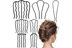 LAPOHI 7 Pcs Metal Hair Side Combs Hair Fork Clip Teeth Hair Pin Stick for Updo Bun, U Shape Hair Combs for Vintage Hairstyle Hair Accessories, Thick&Fine Hair Combination